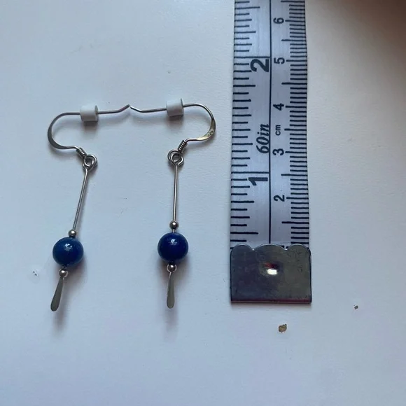 Elegant Blue Lapis Lazuli Beaded Earrings - Picture 2 of 2